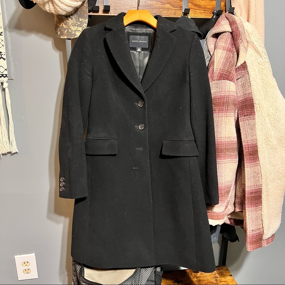 Banana Republic Black 100% Wool Coat
